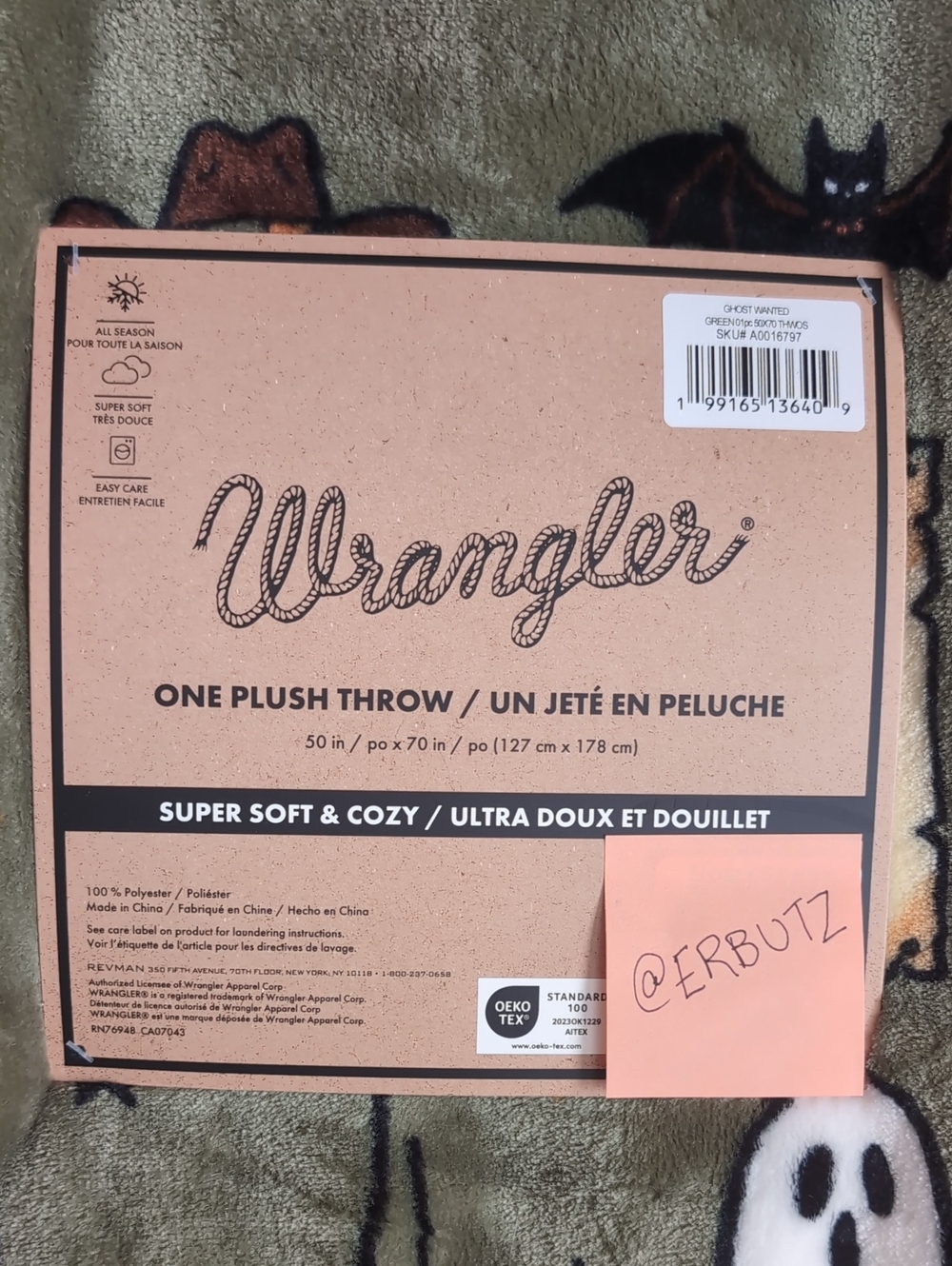 Wrangler Western Halloween Icon Oversized Halloween Plush Throw🕷 - Picture 4 of 9